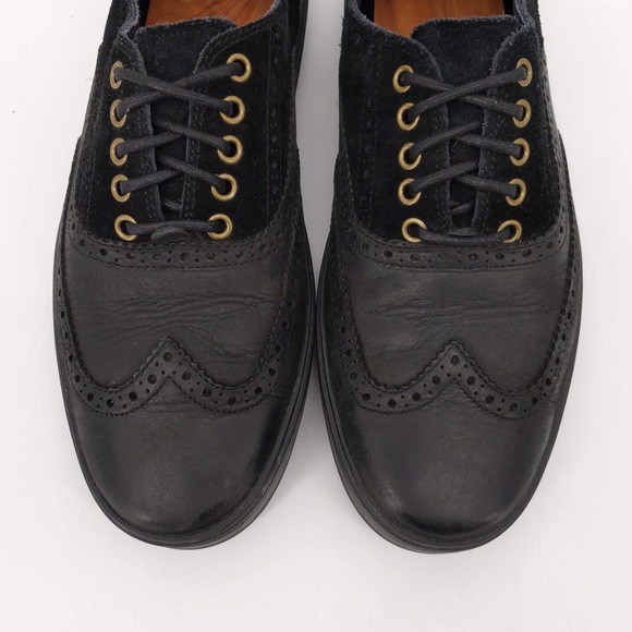 Cole Haan Leather Suede Wingtip Oxford Shoes C10823 Black Navy Blue Men's 10M - Picture 7 of 10